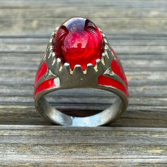 Men Rings Fashion Jewelry Faux Red Stone Silver Tone Unisex Rings Size 10.5 - Picture 3 of 12